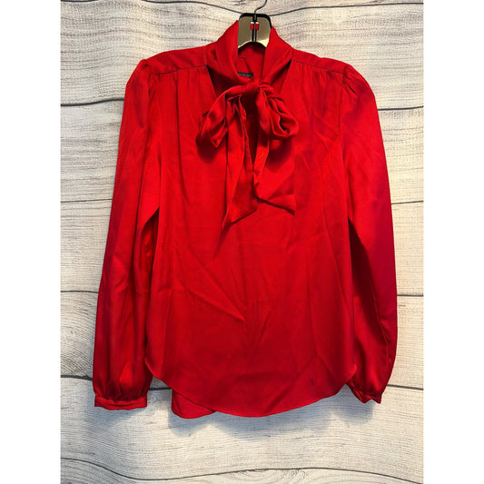 Ann Taylor Satin Red Bow Blouse Size XS