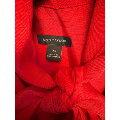 Ann Taylor Satin Red Bow Blouse Size XS