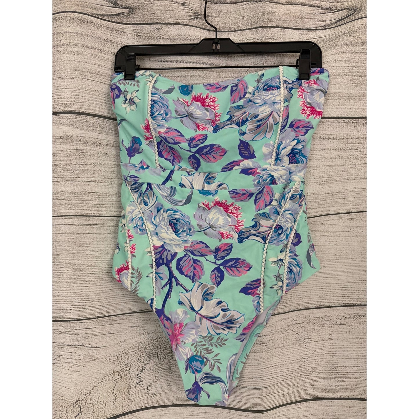 Nanette Lepore Bandeau Poppy One Piece Azalea Swimsuit Size 10