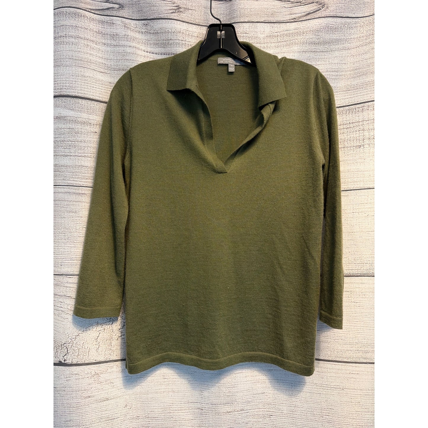 Neiman Marcus Cashmere Long-Sleeve Polo Sweater Size S