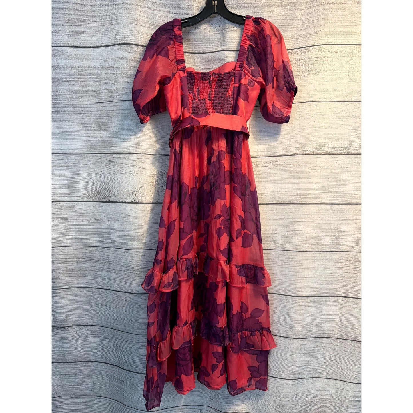 Hutch Puff Sleeve Ruffled Midi Dress Size SP