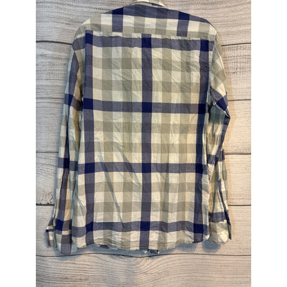 French Connection Mens Blue Plaid Button Down Size M