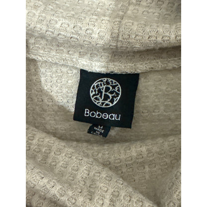 Bobeau Beige Waffle Knit Cowl Neck Long Sleeve Top M
