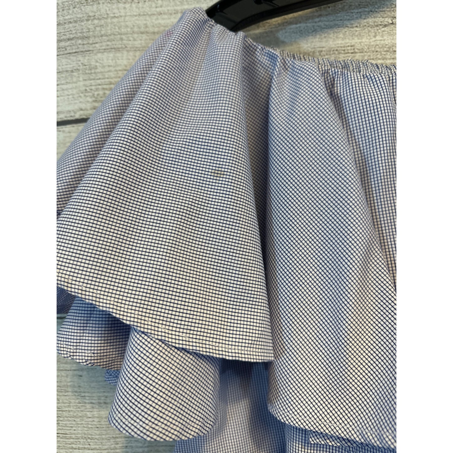 Blue & White Off-Shoulder Ruffle Blouse Size S