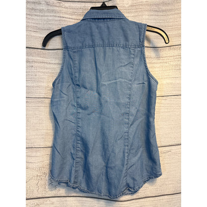 Ann Taylor Chambray Sleeveless Button-Down XSP