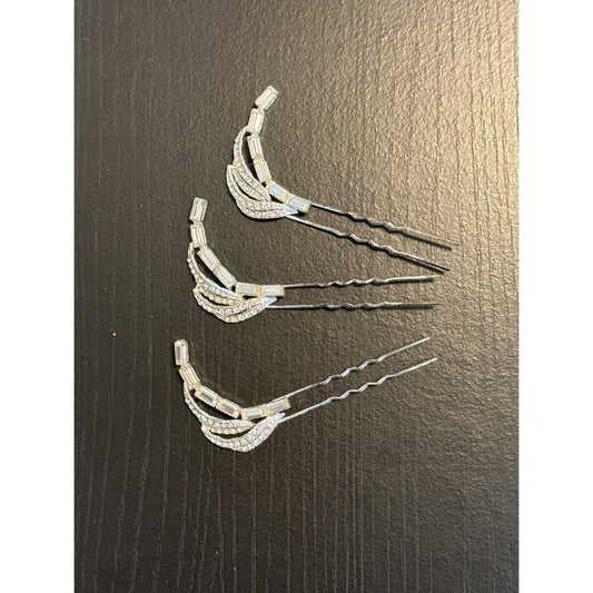 Set Of 3 Rhinestone Crystal Hair Pins Elegant Hair Accessories For Special Events & Bridal Looks