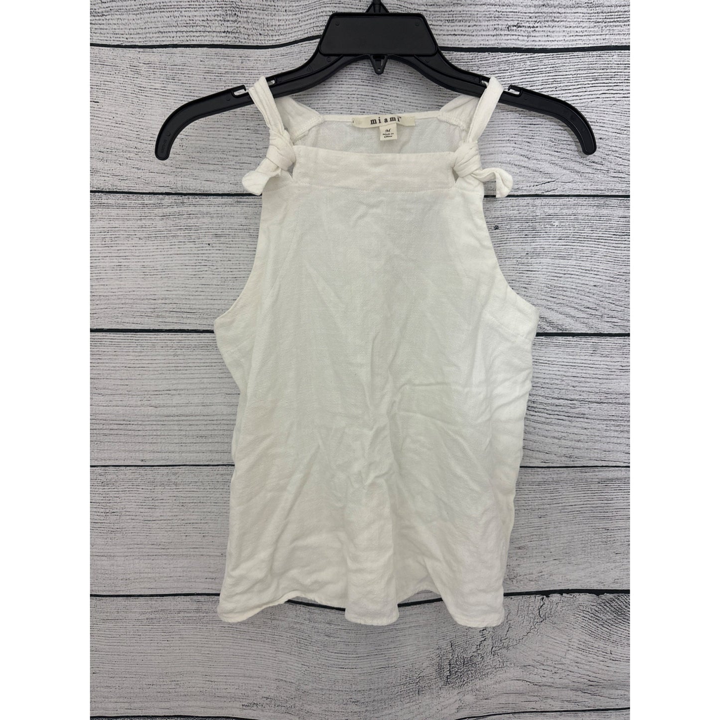 Miami White Linen Knotted Shoulder Tank Top Size M