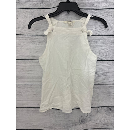 Miami White Linen Knotted Shoulder Tank Top Size M