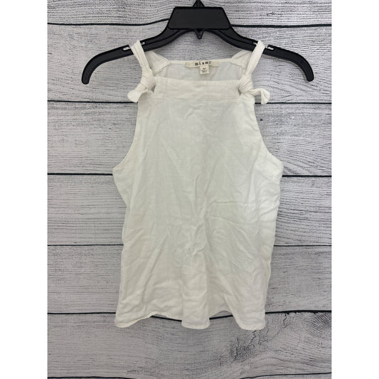 Miami White Linen Knotted Shoulder Tank Top Size M