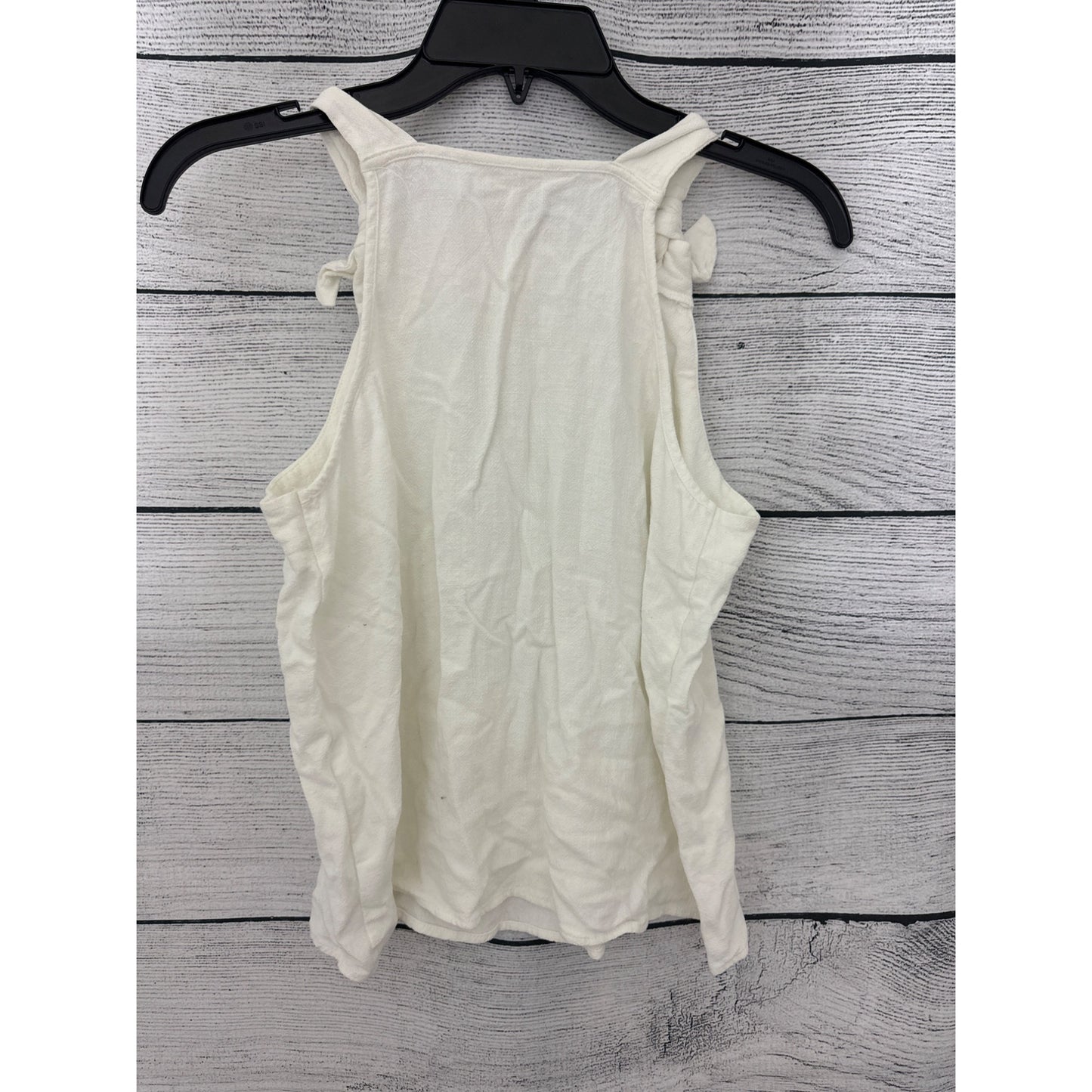 Miami White Linen Knotted Shoulder Tank Top Size M