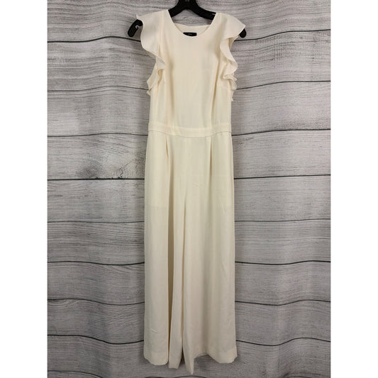 J. Crew Ruffle-Sleeve Cream Jumpsuit With Open Back Size 6