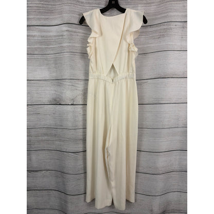 J. Crew Ruffle-Sleeve Cream Jumpsuit With Open Back Size 6