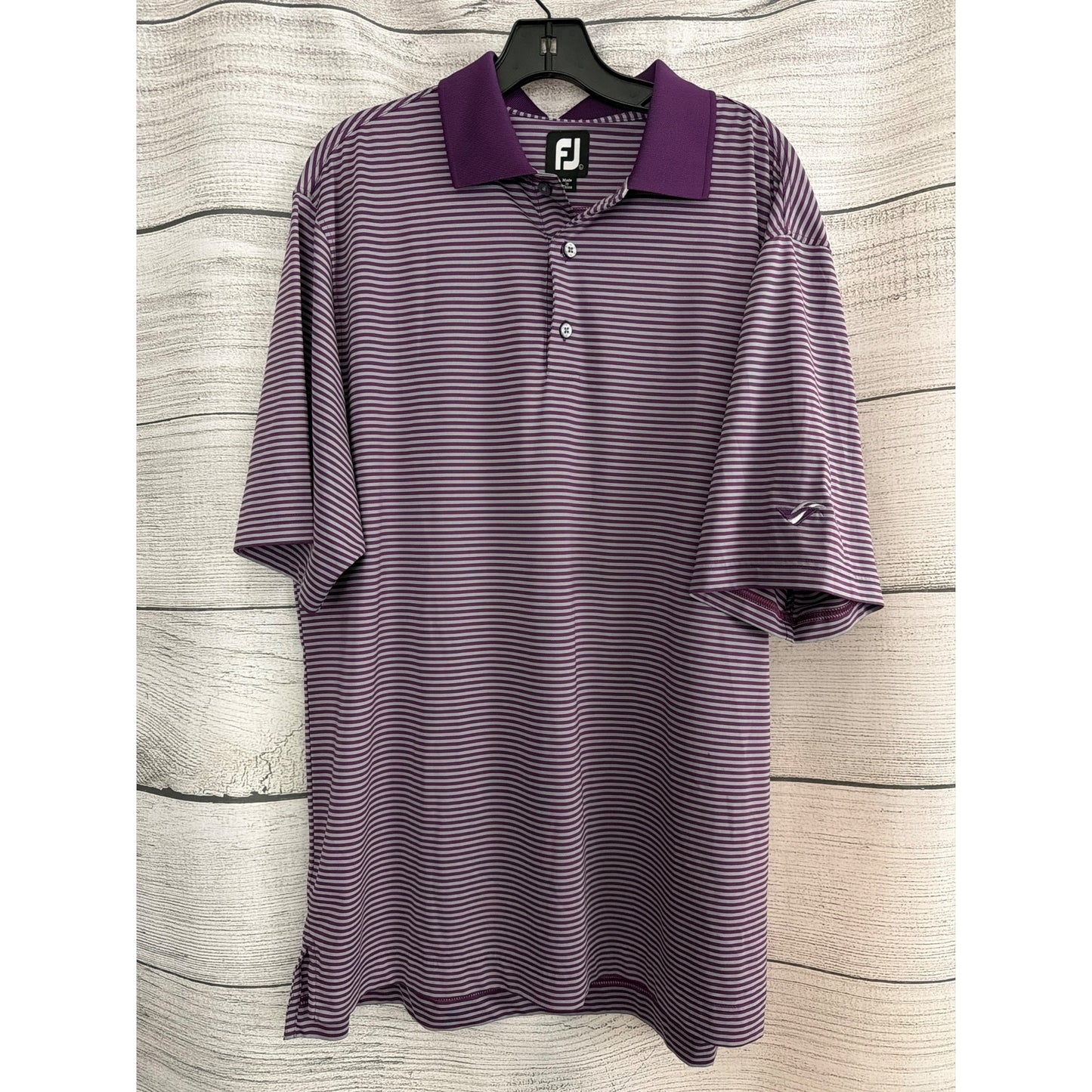 Mens FootJoy Purple Striped Polo Golf Shirt Size L