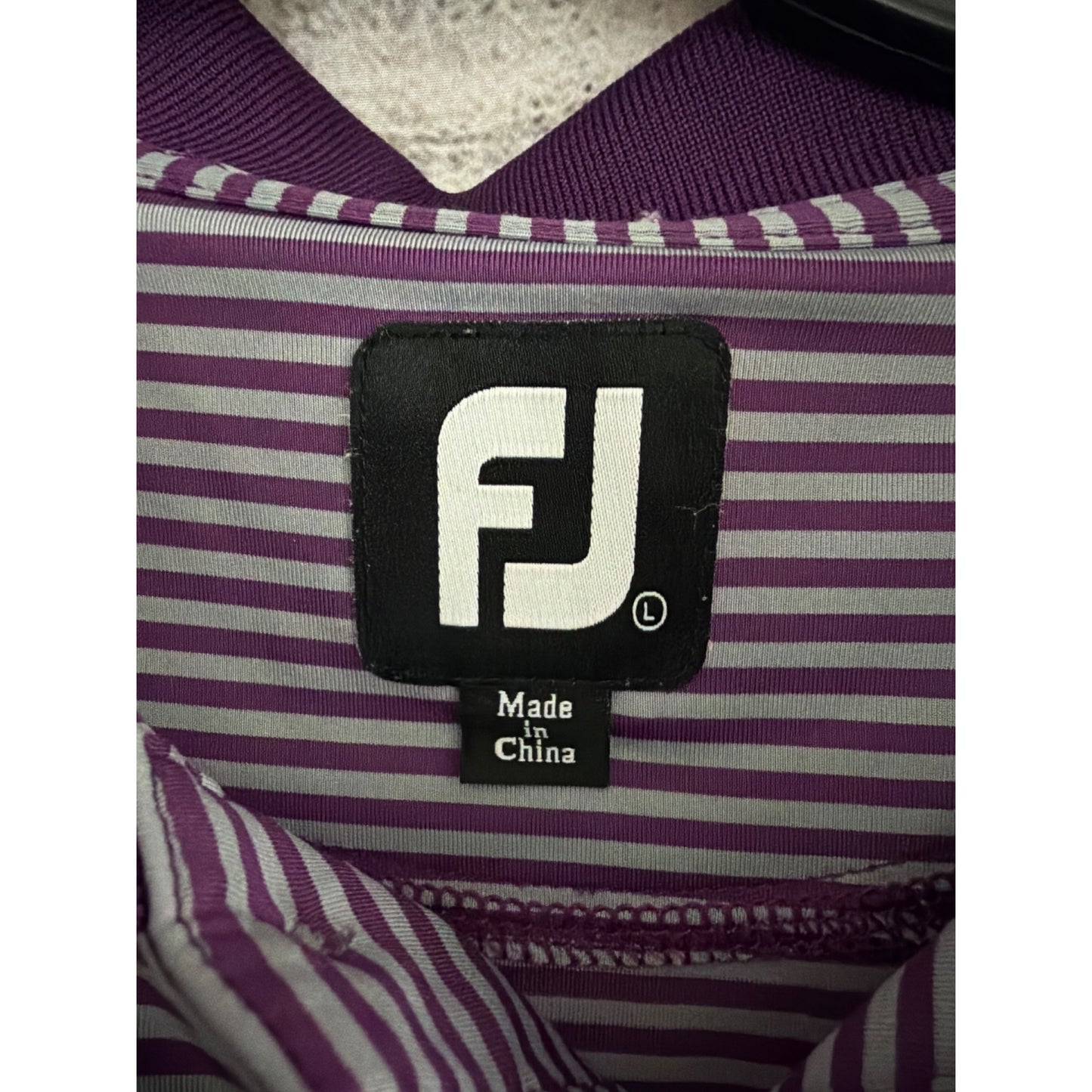 Mens FootJoy Purple Striped Polo Golf Shirt Size L