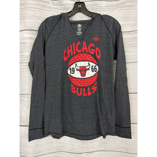 Adidas Chicago Bulls 1966 Gray Hoodie Long Sleeve Shirt Size M
