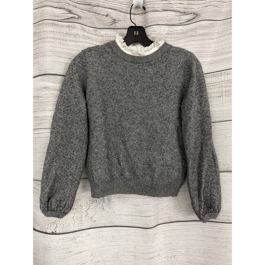 Joie Gray Sweater With White Lace Collar Size S