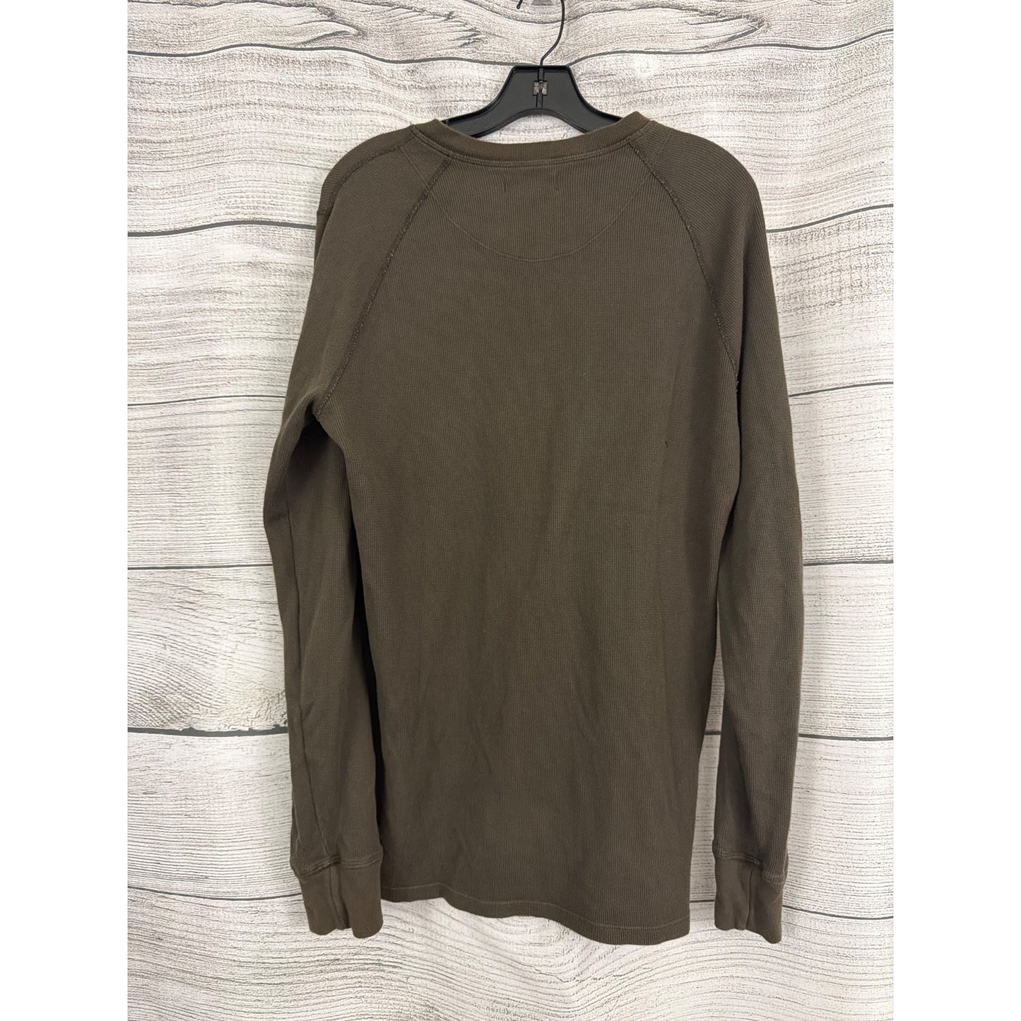 Mens Velvet By Graham & Spencer Brown Waffle Knit Henley Shirt Size L