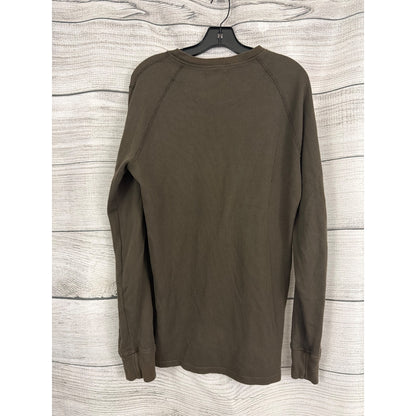 Mens Velvet By Graham & Spencer Brown Waffle Knit Henley Shirt Size L