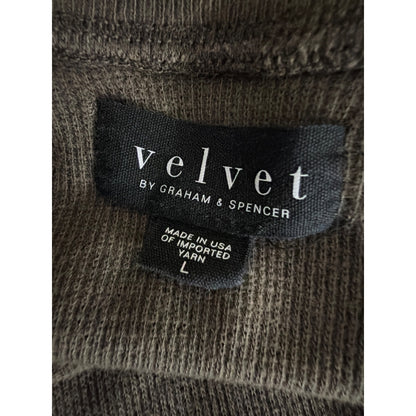 Mens Velvet By Graham & Spencer Brown Waffle Knit Henley Shirt Size L