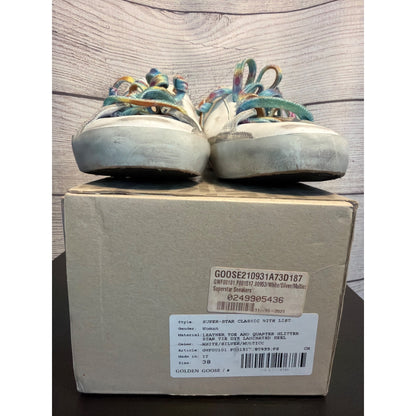 NIB RARE Golden Goose Glitter Star Tie-Dye Super-Star Sneakers Size 38