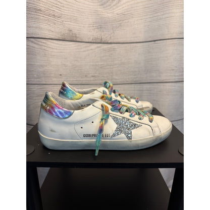NIB RARE Golden Goose Glitter Star Tie-Dye Super-Star Sneakers Size 38