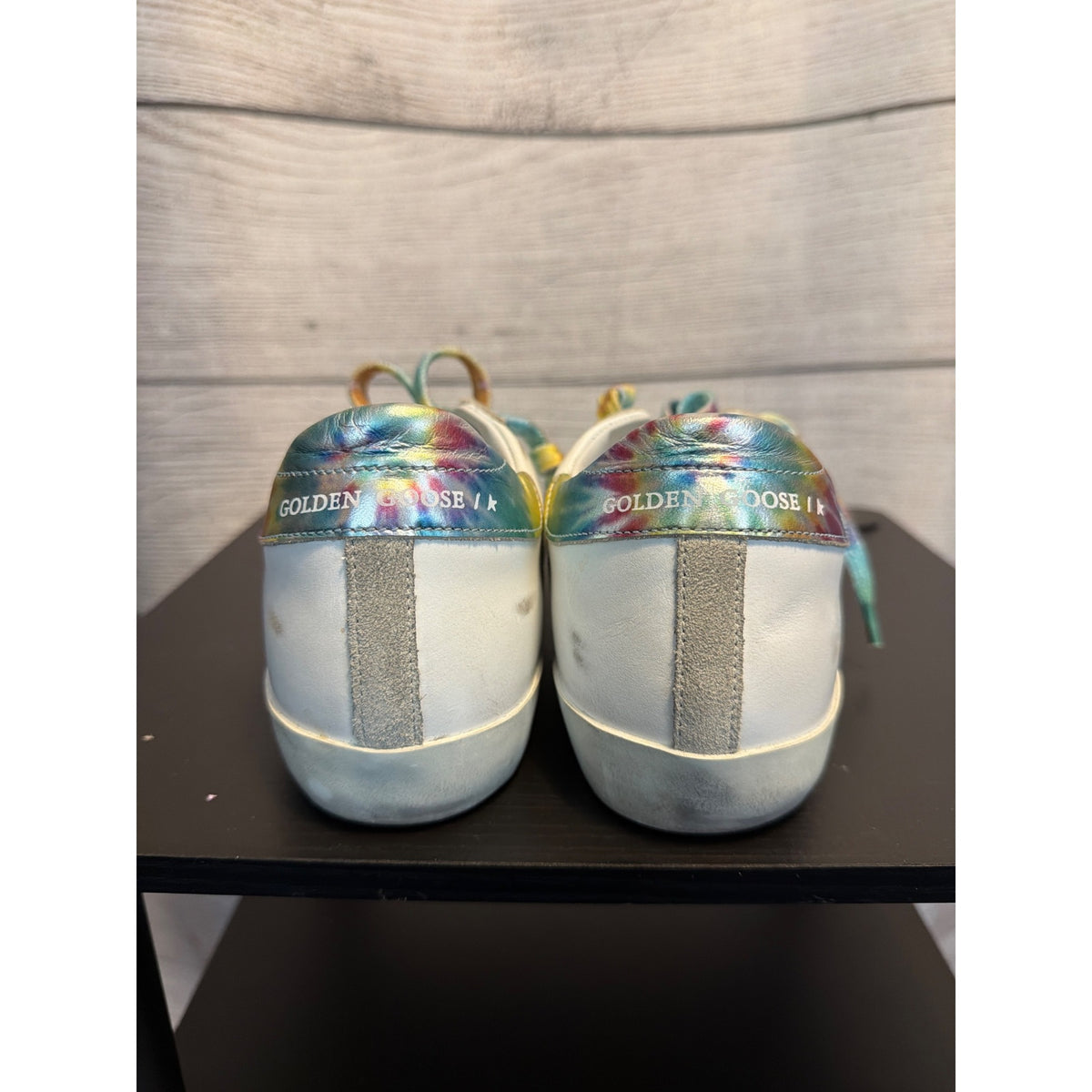 NIB RARE Golden Goose Glitter Star Tie-Dye Super-Star Sneakers Size 38