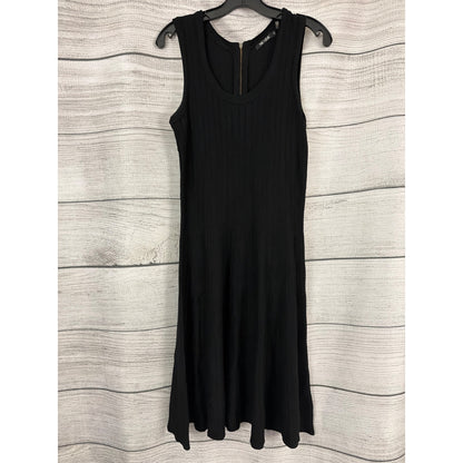 Nic+Zoe Black Onyx Ribbed Knit Sleeveless Flare Dress Size M