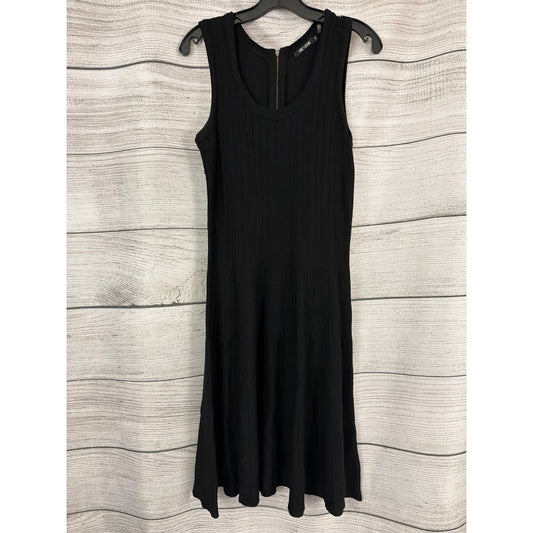 Nic+Zoe Black Onyx Ribbed Knit Sleeveless Flare Dress Size M
