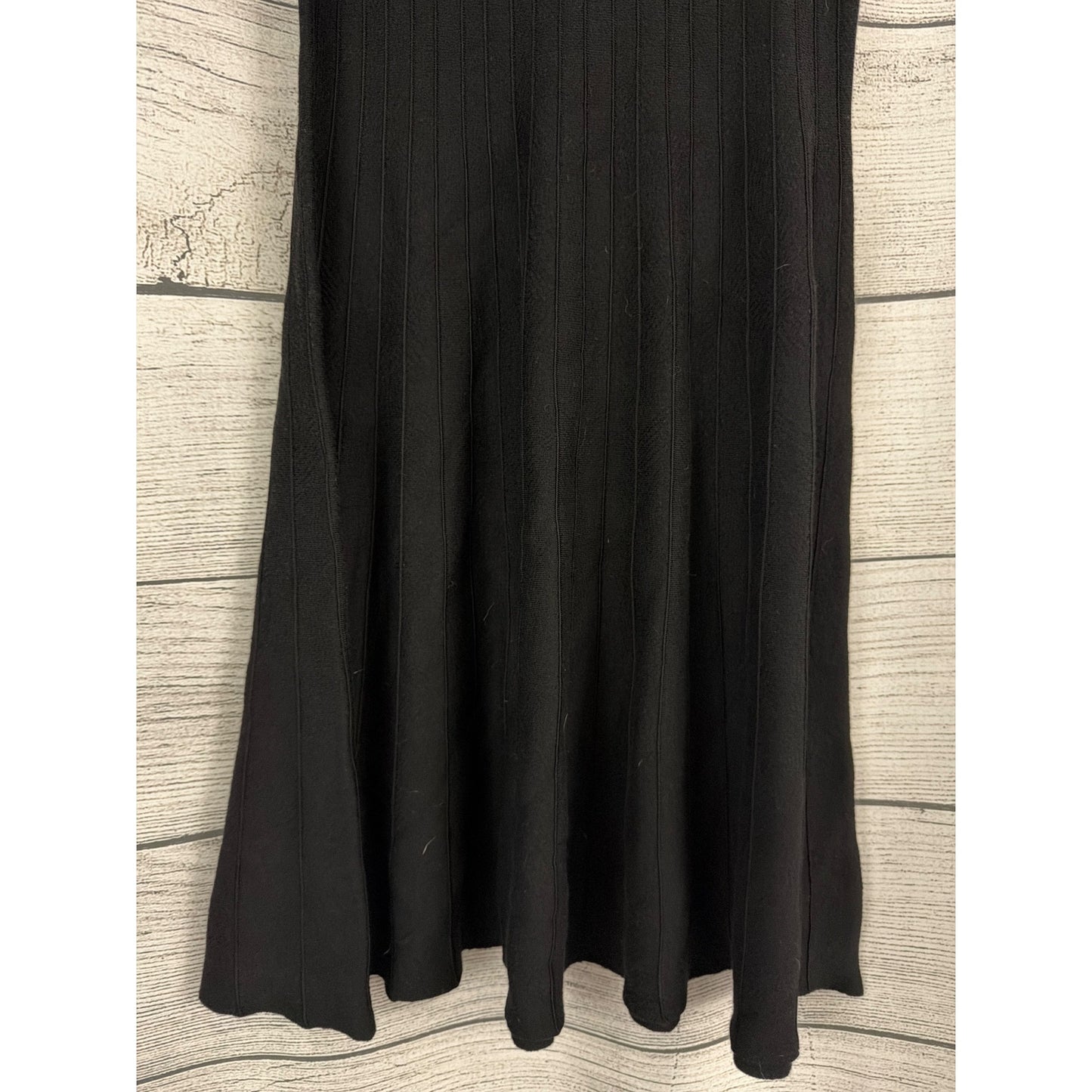 Nic+Zoe Black Onyx Ribbed Knit Sleeveless Flare Dress Size M