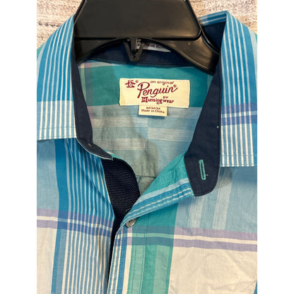 Original Penguin Mens Plaid Button-Down Shirt Size M