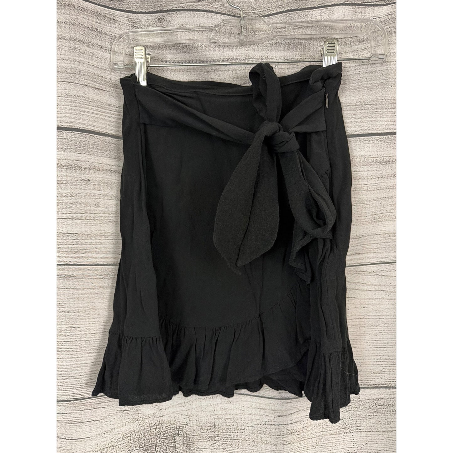 Express Black Wrap Skirt With Ruffle Hem & Bow Tie Size 6