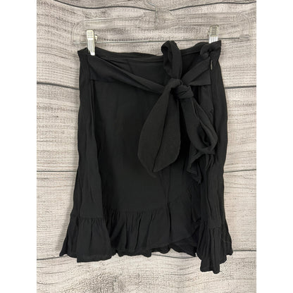 Express Black Wrap Skirt With Ruffle Hem & Bow Tie Size 6