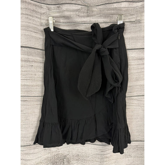 Express Black Wrap Skirt With Ruffle Hem & Bow Tie Size 6