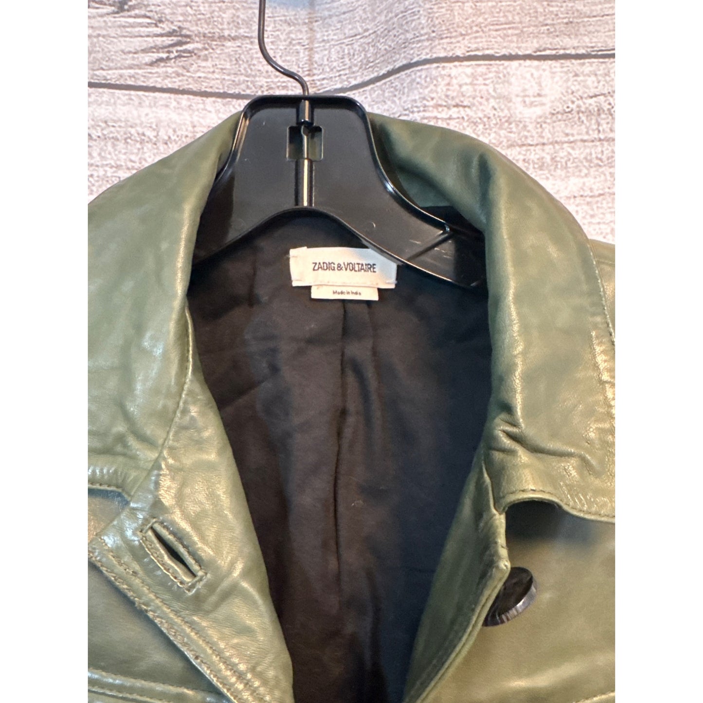 Zadig & Voltaire Liam Green Leather Jacket Size S