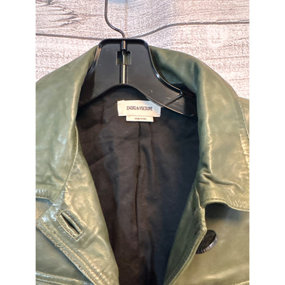 Zadig & Voltaire Liam Green Leather Jacket Size S
