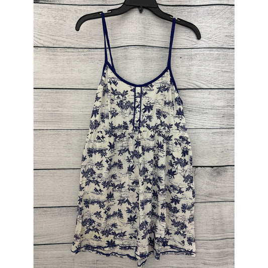 Kensie Blue & White Tropical Print Sleeveless Dress Size M