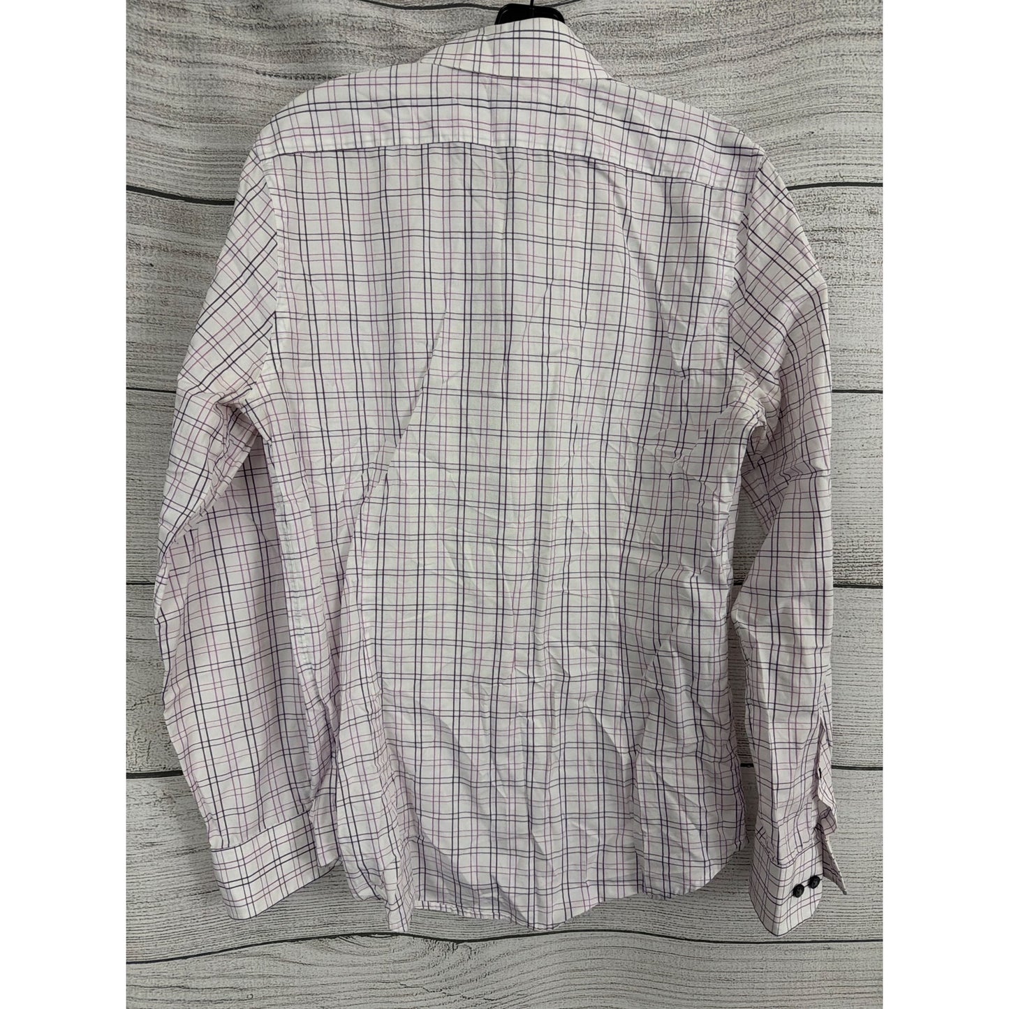 Mens Express Purple and Pink Plaid Button-Down Shirt Size M 15-15.5