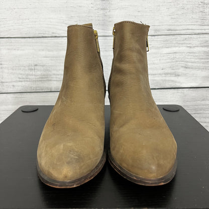 Steve Madden Brown Ankle Boots With Side Zippers & Wooden Heels, Size 6.5