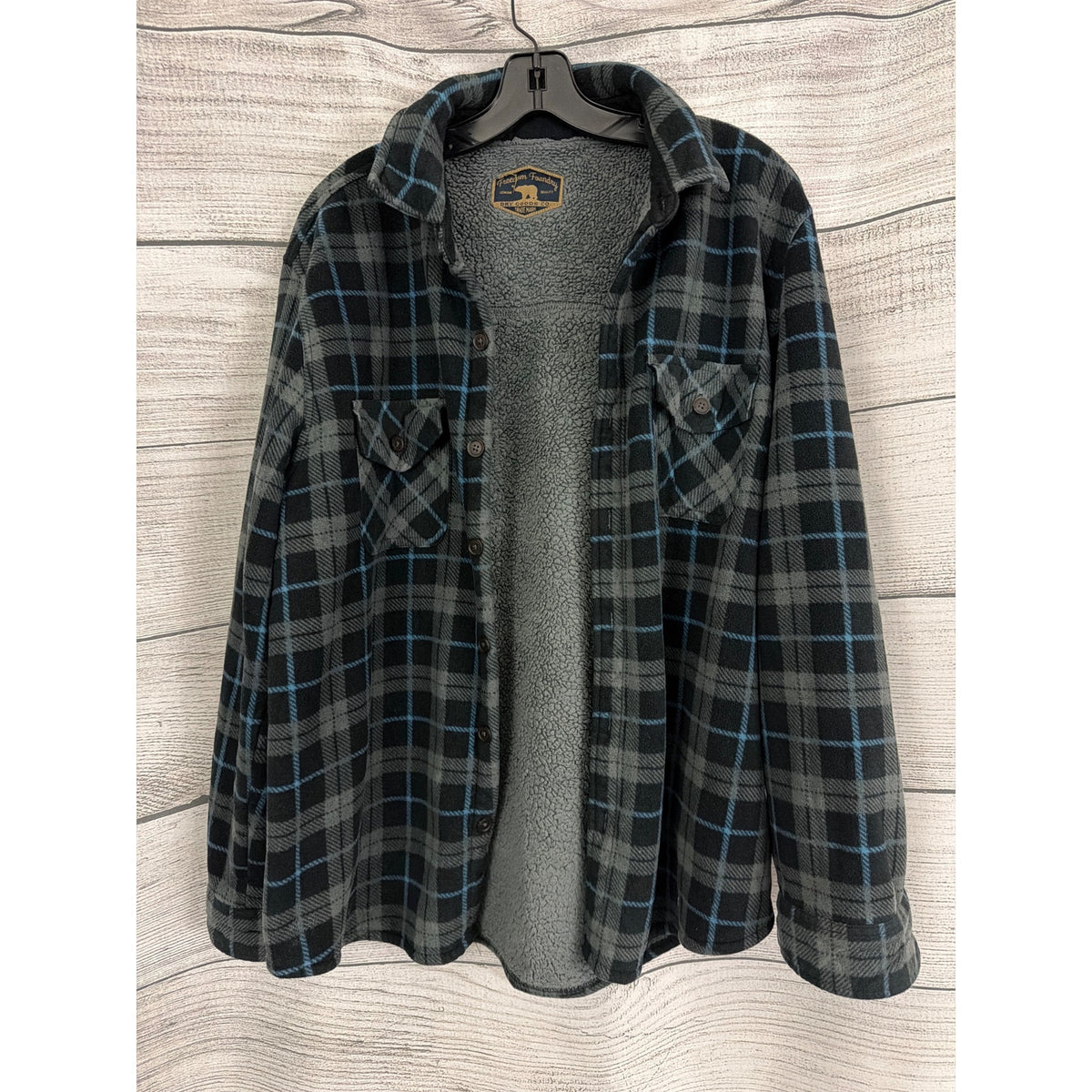 Mens Freedom Foundry Dry Goods Co. Sherpa-Lined Fleece Shacket Size L