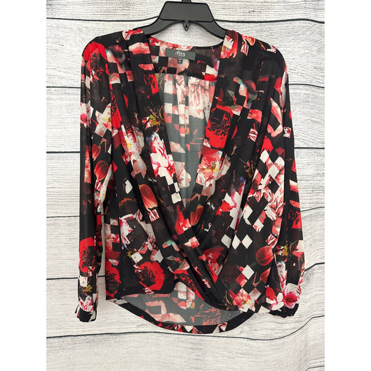 Max New Zealand Red & Black Floral Blouse Size 4