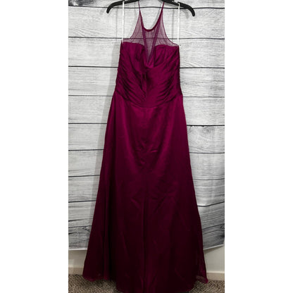 Belsoie Fuchsia Sleeveless Mesh Yoke Gown, Size 16