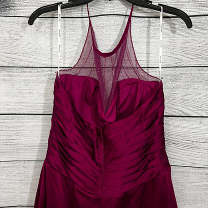 Belsoie Fuchsia Sleeveless Mesh Yoke Gown, Size 16