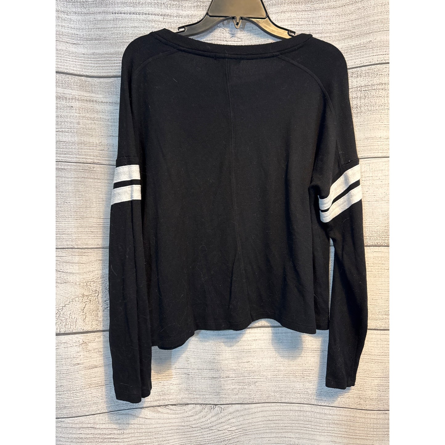 Aqua Athletic Long Sleeve Black Top With White Stripes Size M