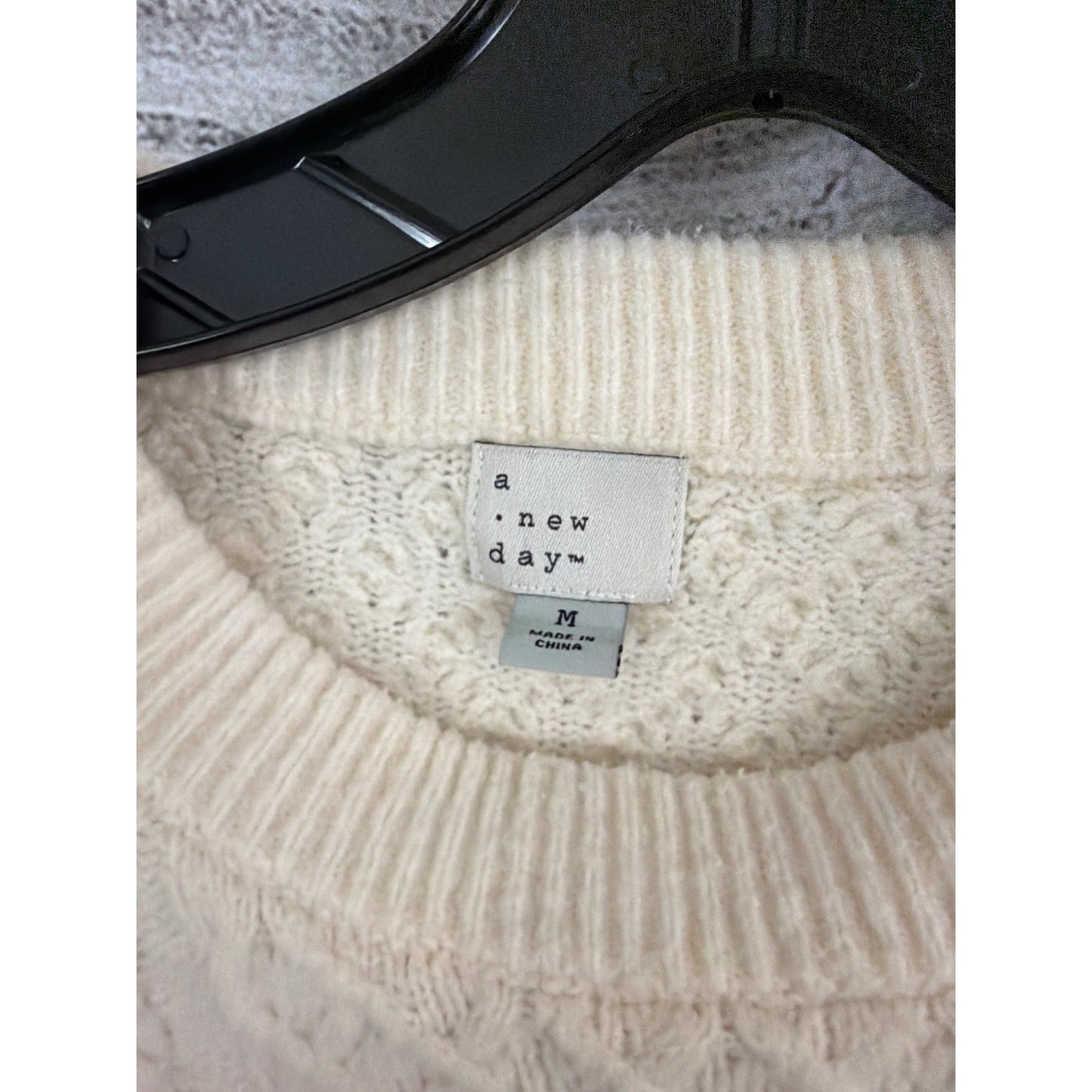 A New Day Cream Cable Knit Sweater Size M