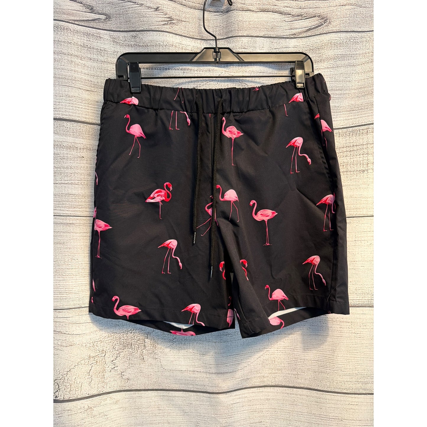 NWOT Shein Mens Swim Shorts With Flamingo Print Size M