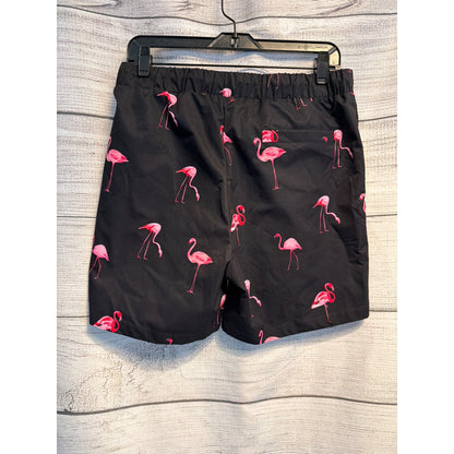 NWOT Shein Mens Swim Shorts With Flamingo Print Size M