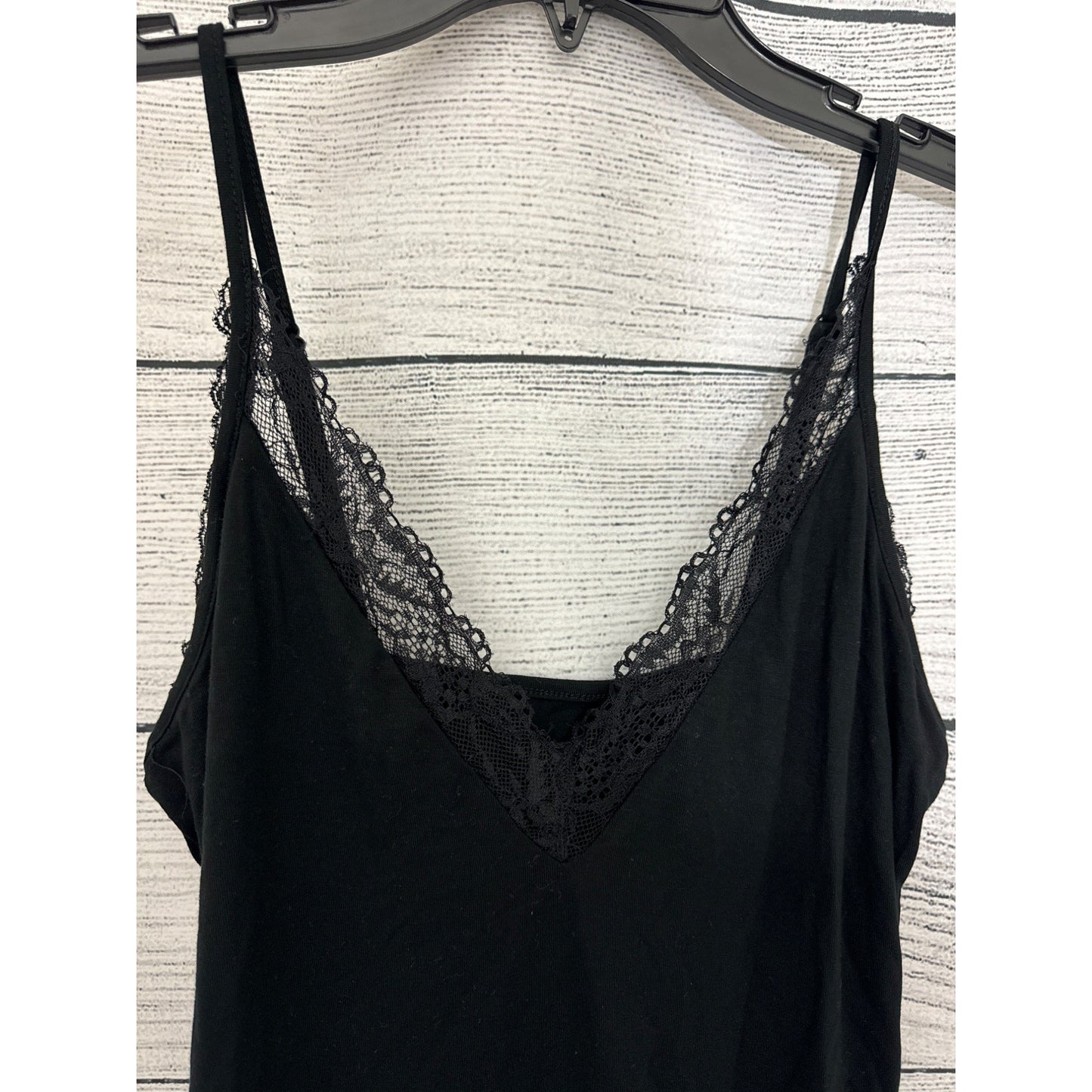 NWOT Black Lace-Trimmed V-Neck Bodysuit Size L