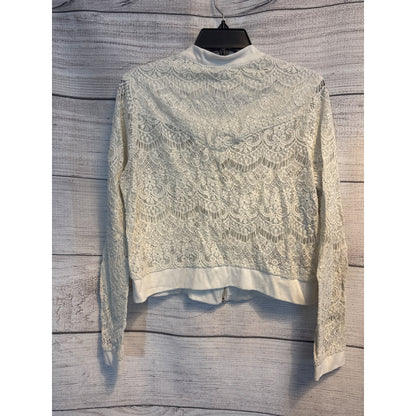 Aqua Lace Bomber Jacket In Ivory Size M