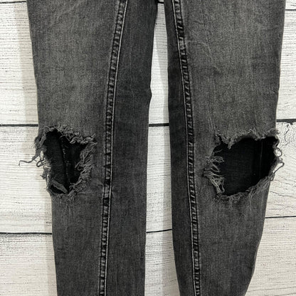 Free People Distressed Black Skinny Jeans, Size 25