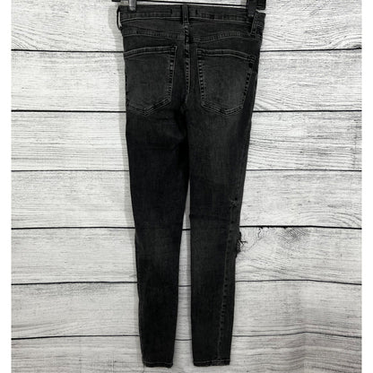 Free People Distressed Black Skinny Jeans, Size 25